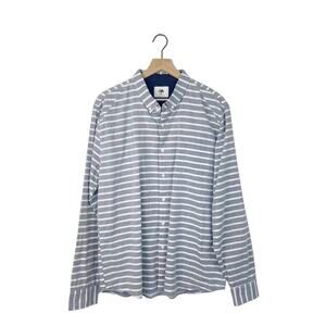 Arbor collective grey and white striped button down shirt large